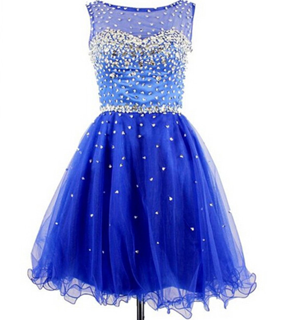 Fashion Royal Blue Beading Dresses, The Charming Graduation